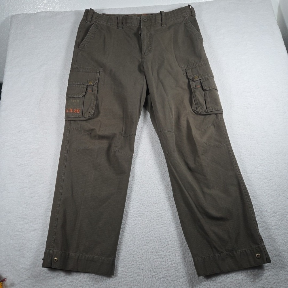 Eddie Bauer Pants Men's 38x32 Green Drawstring Ripstop Heritage‎ Cargo Outdoor